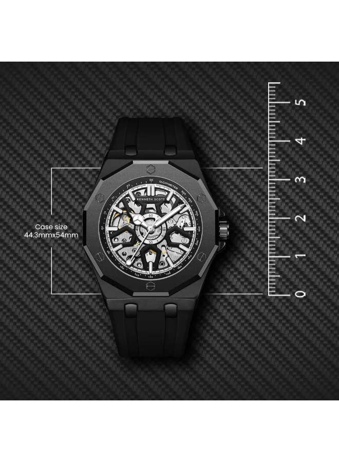 Kenneth Scott  Men's Silicone Automatic Watch K25301-BSBB - 44.3x54 mm  | Best Price UAE