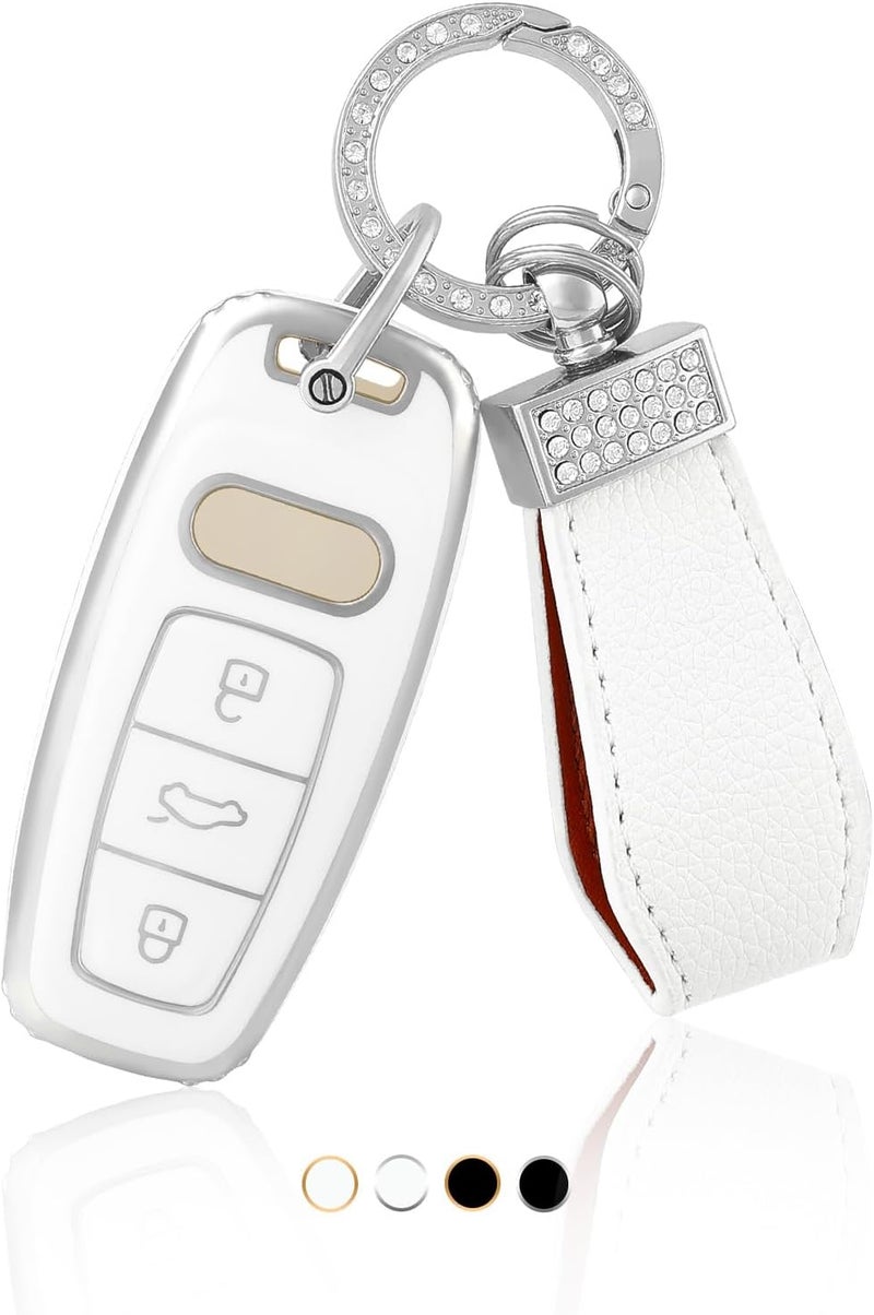 OFFCURVE Key Fob Case for Audi 3 Buttons with Keychain - Protective Cover for A3 A4 A5 A6 A7 A8 Q5 Q7 Q8 RS6 RS7 S3 S6 S7 SQ7 SQ8 - Image 1
