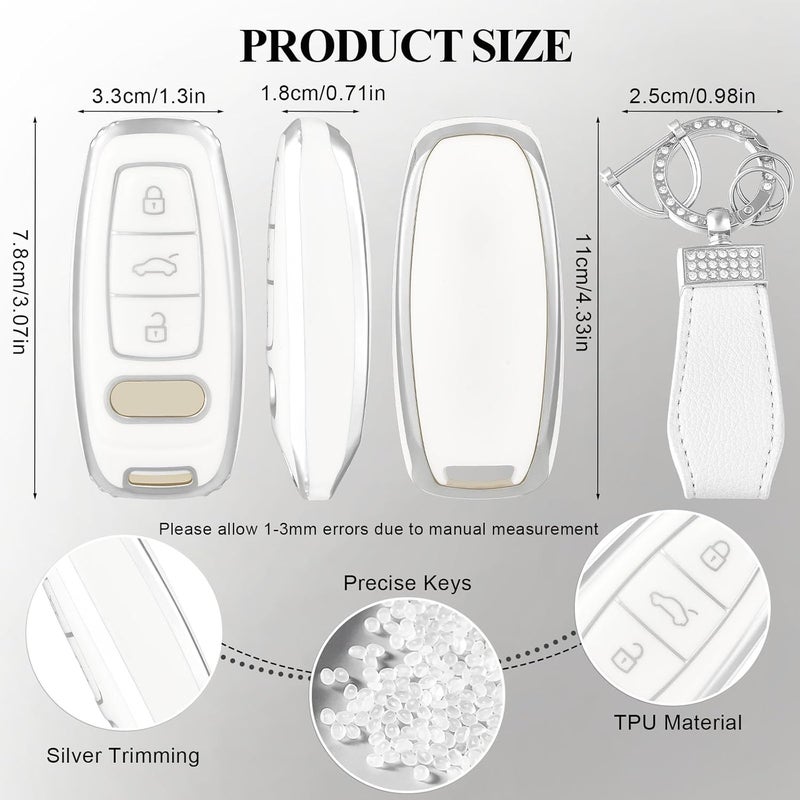 OFFCURVE Key Fob Case for Audi 3 Buttons with Keychain - Protective Cover for A3 A4 A5 A6 A7 A8 Q5 Q7 Q8 RS6 RS7 S3 S6 S7 SQ7 SQ8 - Image 2
