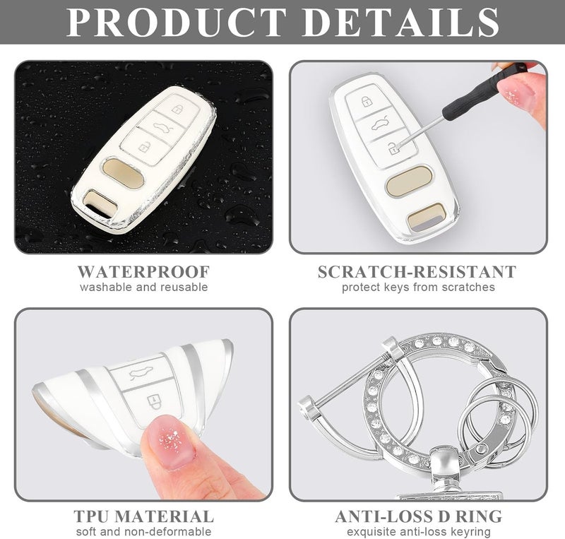 OFFCURVE Key Fob Case for Audi 3 Buttons with Keychain - Protective Cover for A3 A4 A5 A6 A7 A8 Q5 Q7 Q8 RS6 RS7 S3 S6 S7 SQ7 SQ8 - Image 3