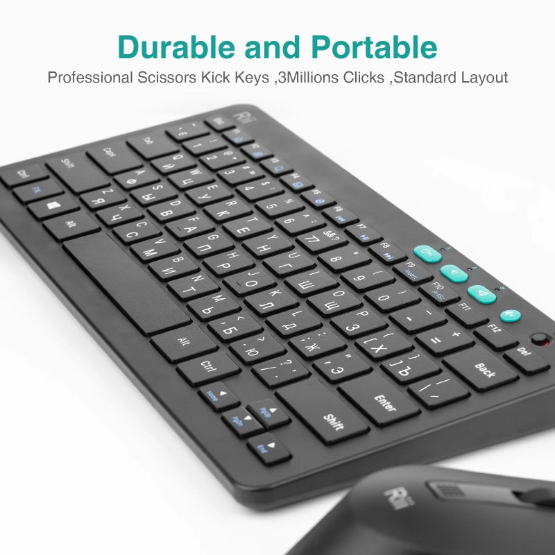 Rii Rkm709 2.4g Wireless Bluetooth Keyboard, English Version, Matte Black - Image 4