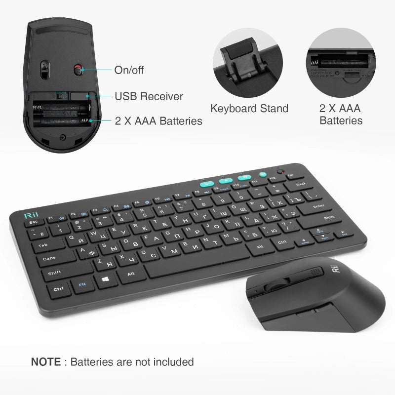 Rii Rkm709 2.4g Wireless Bluetooth Keyboard, English Version, Matte Black - Image 5