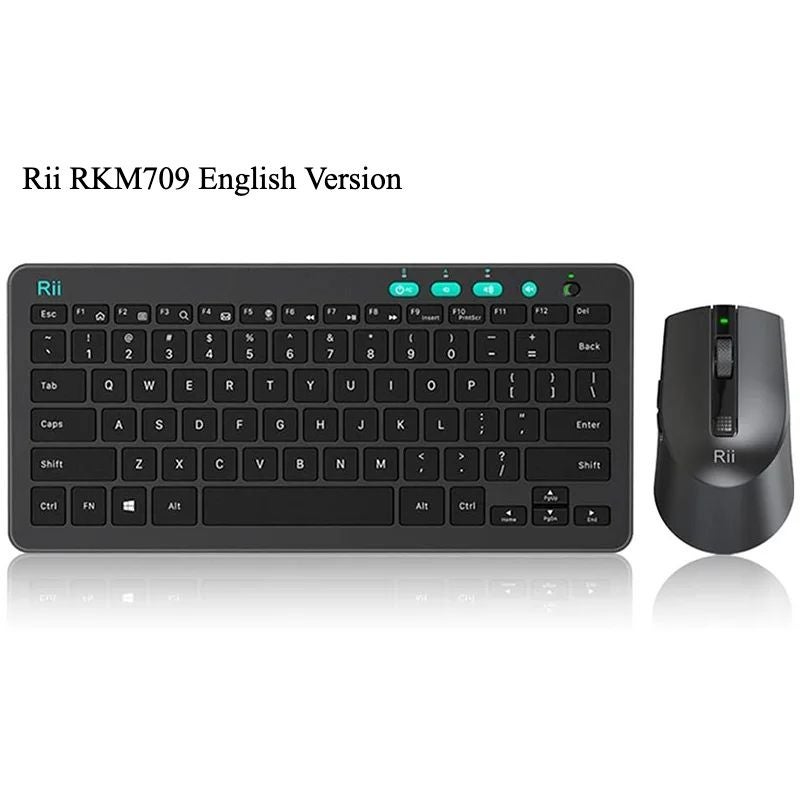 Rii Rkm709 2.4g Wireless Bluetooth Keyboard, English Version, Matte Black - Image 1