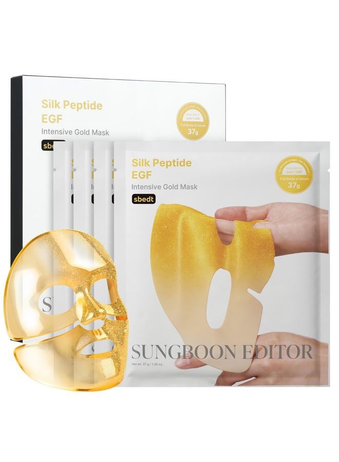SUNGBOON EDITOR Silk Peptide EGF Intensive Gold Overnight Mask, Hydrating Mask for Glass Skin, 31 Multi Peptide(Copper Peptides)+24K Gold&Collagen, Korean Skincare, 4ea, Gifts for Women - Image 1