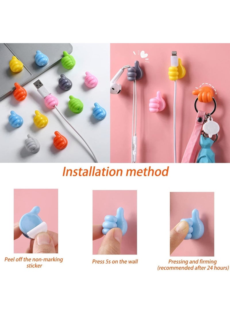Creative Silicone Thumb Wall Hook- Adhesive Thumb Cable Clip Key Hook Wall Hangers Earphone Cable Organizer,Student Dormitory Kitchen Bedroom Car Charging Cable Hanging Hooks 20Pcs - Image 4