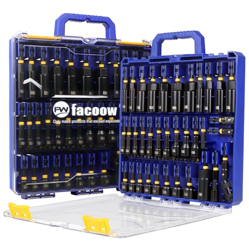 Facoow 55PCS Impact Nut Driver Set Magnetic SAEMetric Nut Drivers Deep Impact Nut Drivers Impact Socket Adapters Wing Nut Driver Power BitQuick Release Extension Pivoting NutsetterStorage Box - Image 1