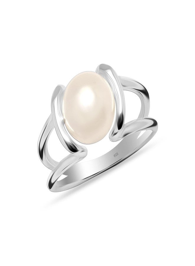 LeCalla 925 Sterling Silver Pearl Rings for Women | Round 9MM Button Shape Freshwater Pearl Finger Ring (Ring Size - 7No.) - Image 1