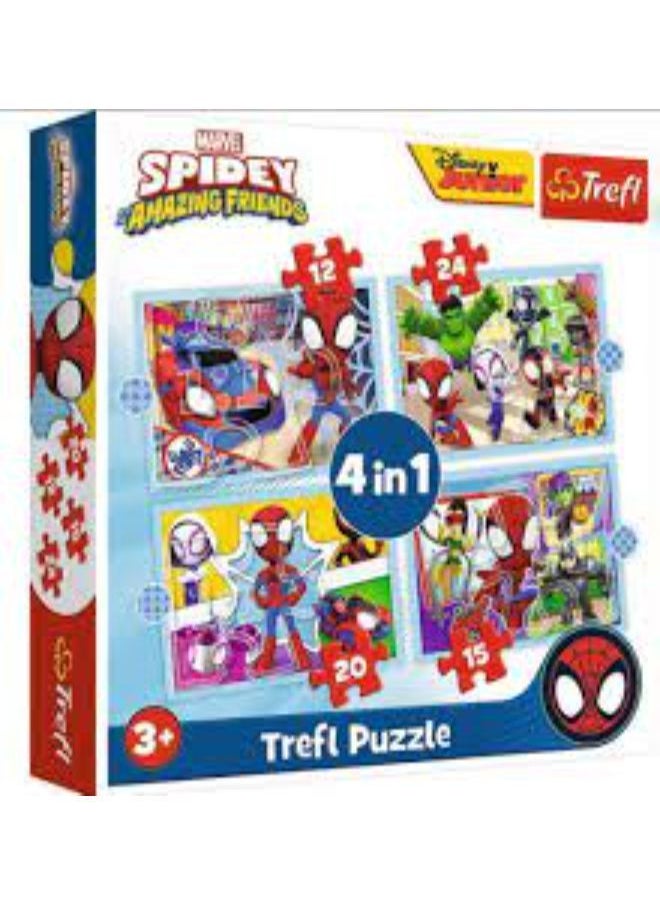 Trefl Puzzles - "4in1 (12, 15, 20, 24)" - Spiday's team / Spiday and his Amazing Friends 