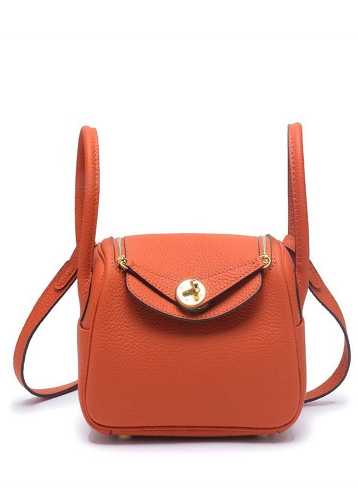 Loquat Leather One-Shoulder Portable Pillow Bag Orange  - Image 1