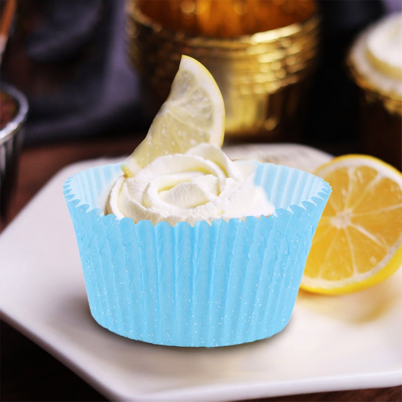 100PCS Mini Cupcake Liners Round Cake Baking Cups Muffin Cases Home Party Blue - Image 3