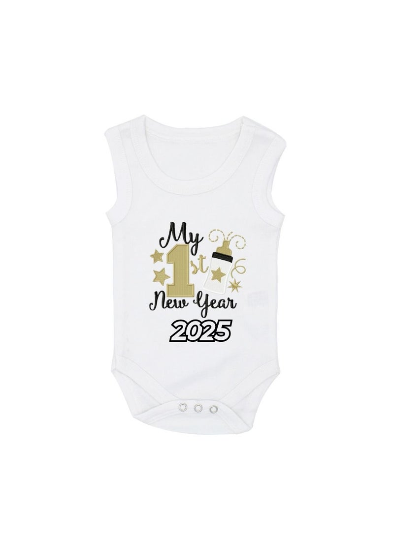PRINTSHOP4ME My 1st New Year Baby Romper–Soft Cotton Sleeveless Bodysuits For Newborns,Infants And Toddlers–Unisex Baby Onesies For Boys And Girls-Baby Romper - Image 1