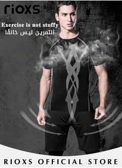 RIOXS Men's 3PCS Sports Set, Breathable Quick-drying Suit, Men's Gym Clothes, Fitted with Elastic Waistband for Added Comfort, Designed with Powerful Moisture-wicking Fabrics, Suitable for Fitness Training, Running, Cycling, Hiking and Other Outdoor Activities  - Image 3