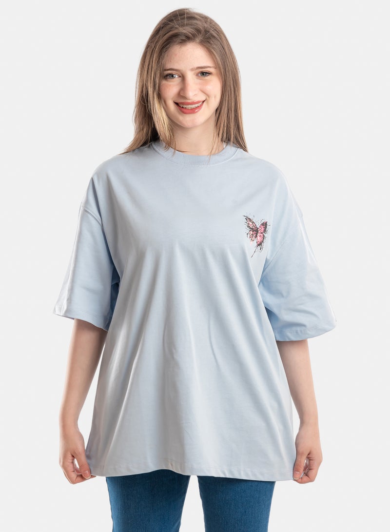 OWL T-shirt 'butterfly' Baby Blue - Image 1