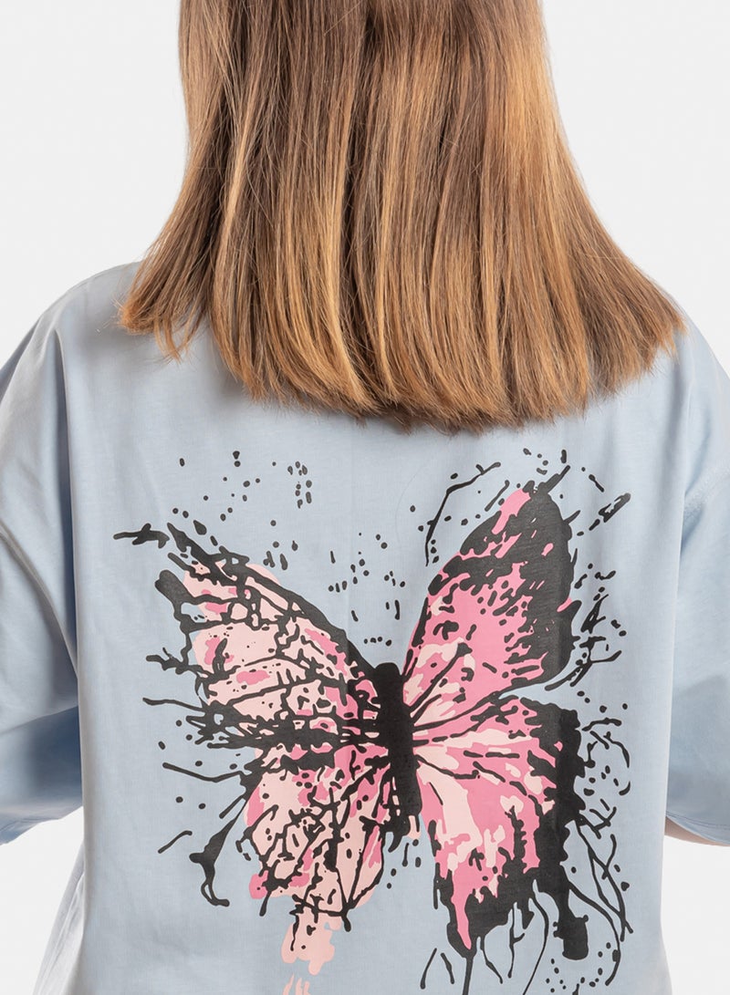 OWL T-shirt 'butterfly' Baby Blue - Image 2