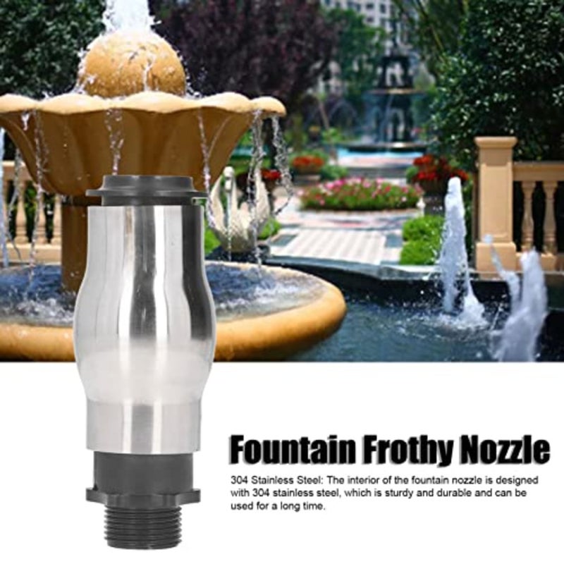 Fountain Nozzle Professional Grade Foaming Jet Bubbler Water Garden Display G1 Male Thread Frothy Foam Jet 304 Stainless Steel Waterscape Nozzle Outdoor Home Garden Office Use - Image 2