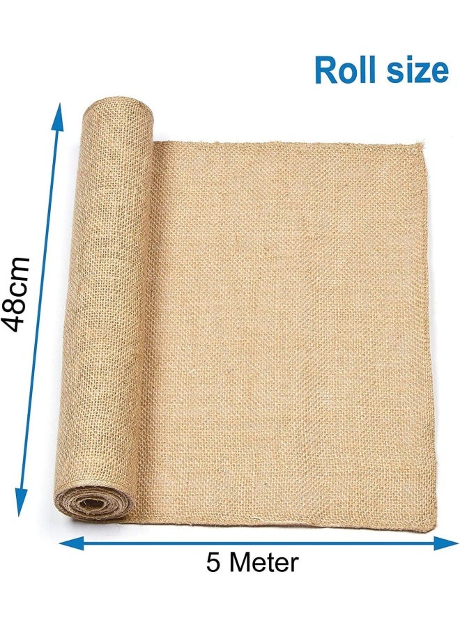 بريميفي لفافة الجوت 48 سم × 5 متر شريط من القماش الخيشي الريفي الطبيعي - Image 3
