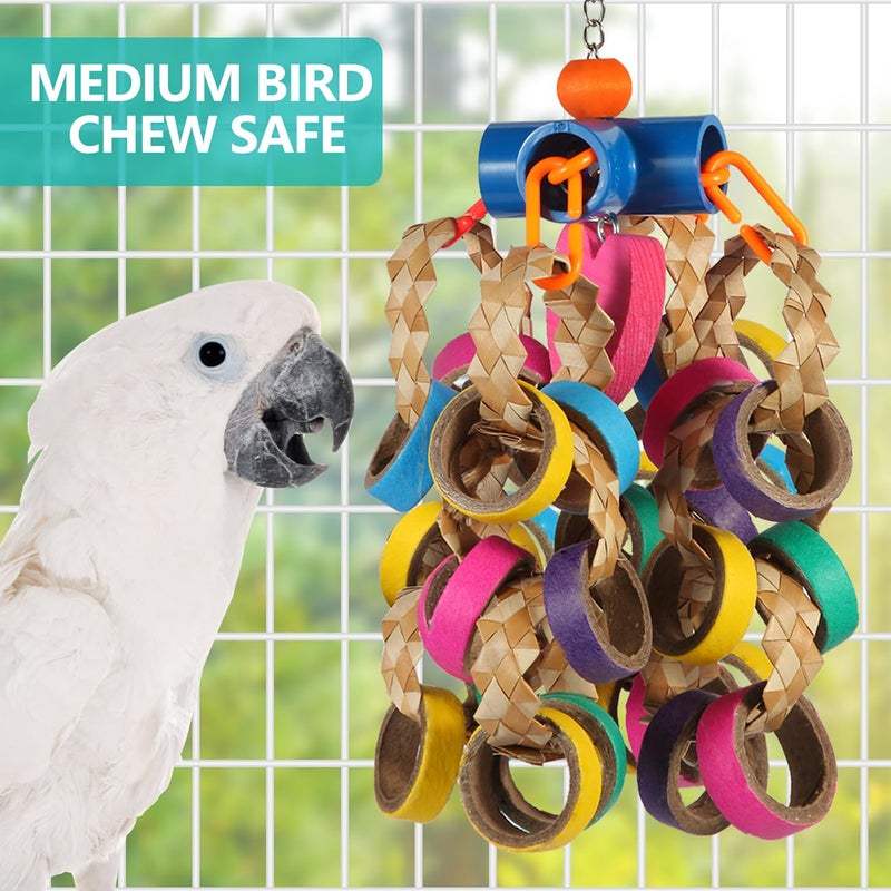 lovyoCoCo Bird Toys Conure Toys,Bird Parrot Foraging Shredder 24 Pcs Colorful Bagel Chewy Rings for Small Parrots Parakeets Conures Cockatiels Love Bird Cage Accessies (B) - Image 5