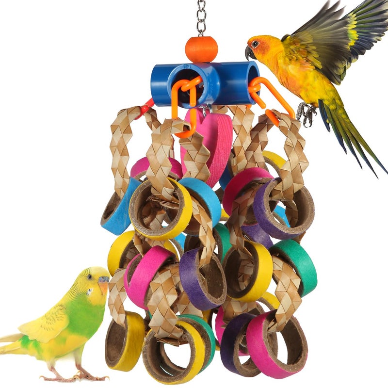 lovyoCoCo Bird Toys Conure Toys,Bird Parrot Foraging Shredder 24 Pcs Colorful Bagel Chewy Rings for Small Parrots Parakeets Conures Cockatiels Love Bird Cage Accessies (B) - Image 1