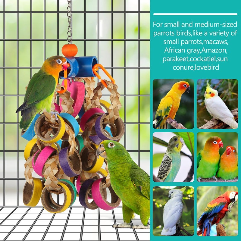 lovyoCoCo Bird Toys Conure Toys,Bird Parrot Foraging Shredder 24 Pcs Colorful Bagel Chewy Rings for Small Parrots Parakeets Conures Cockatiels Love Bird Cage Accessies (B) - Image 3