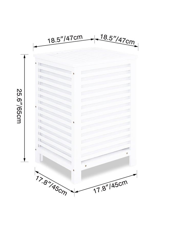 SMIBUY Double Laundry Hamper with Lid, 120L Bamboo Laundry Basket with Removable Liner Bag, 2-Section Clothes Divider Laundry Sorter for Laundry Room, Bathroom, Bedroom (White) - Image 3