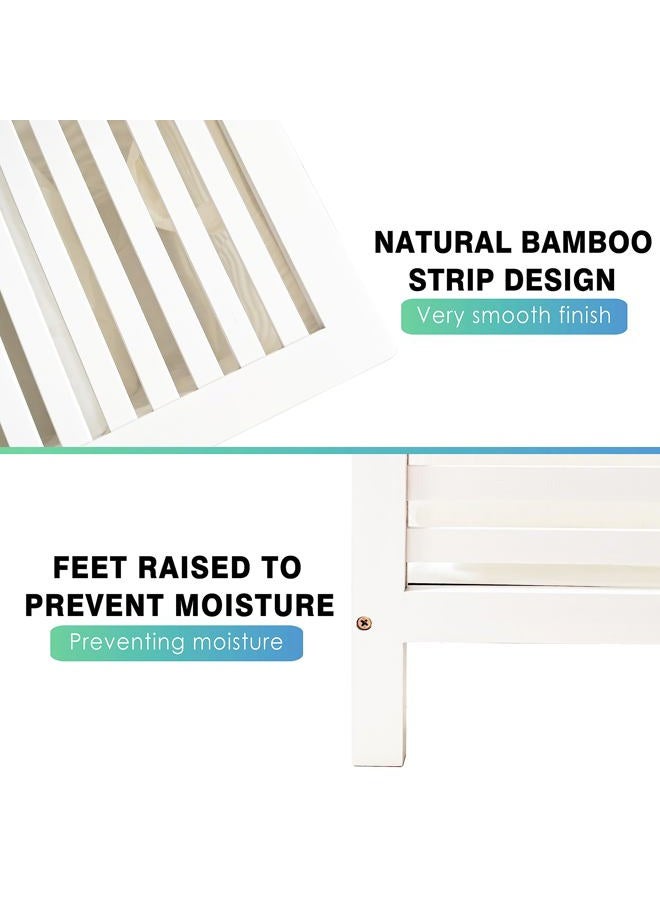 SMIBUY Double Laundry Hamper with Lid, 120L Bamboo Laundry Basket with Removable Liner Bag, 2-Section Clothes Divider Laundry Sorter for Laundry Room, Bathroom, Bedroom (White) - Image 5