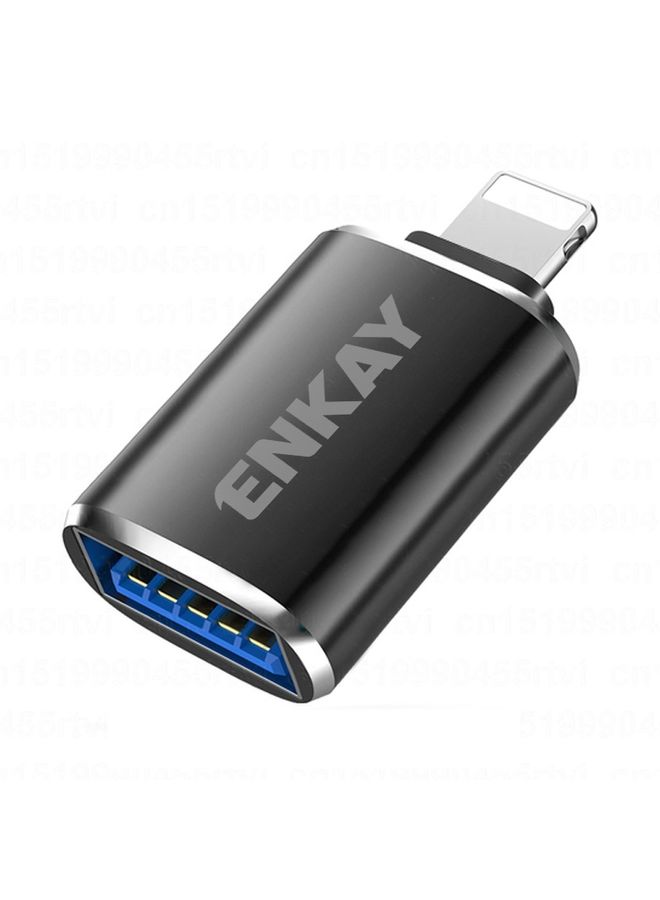 ENKAY ENK-AT110 8 Pin Male to USB 3.0 Female Aluminium Alloy OTG Adapter(Black) - Image 1