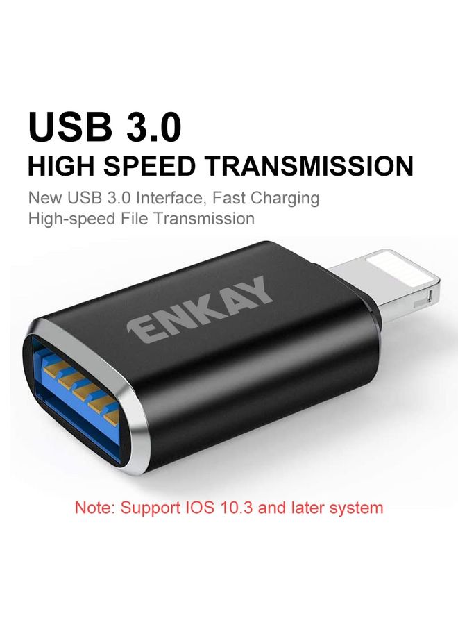 ENKAY ENK-AT110 8 Pin Male to USB 3.0 Female Aluminium Alloy OTG Adapter(Black) - Image 2