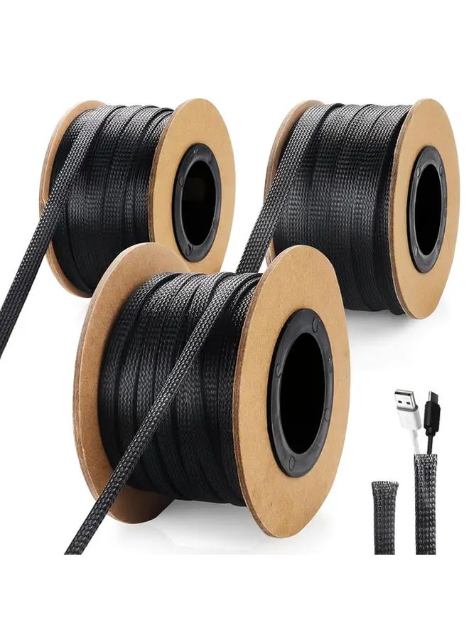 35mm Expandable Braided Cable Sleeve 393 7 Inch PET Wire Protection Cover For Home Theater - Image 2
