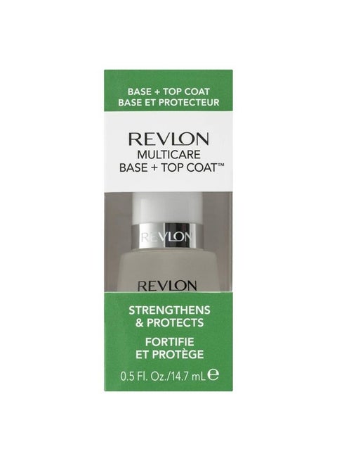 Revlon Multicare Base + Top Coat, 2 in 1 Nail Strengthener and Top Coat for Glossy Shine Finish, 0.5 oz