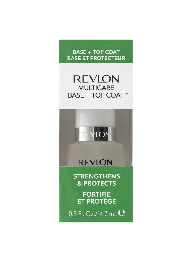 Revlon Multicare Base + Top Coat, 2 in 1 Nail Strengthener and Top Coat for Glossy Shine Finish, 0.5 oz
