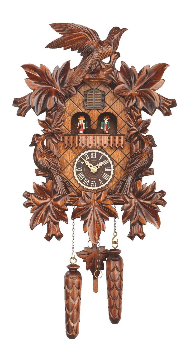 Trenkle Quartz Cuckoo Clock with Music 7 Leaves, 3 Birds TU 369 QMT HZZG - Image 4