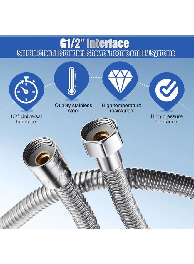 Dreyoo 79 in Extra-Long Stainless Steel Shower Hose & Brass G1/2 3-Way Diverter Combo Kit with 2 Plumber Tape, Flexible Handheld Head Hose, Shower Arm Diverter Valve for Universal Replacement - Image 3
