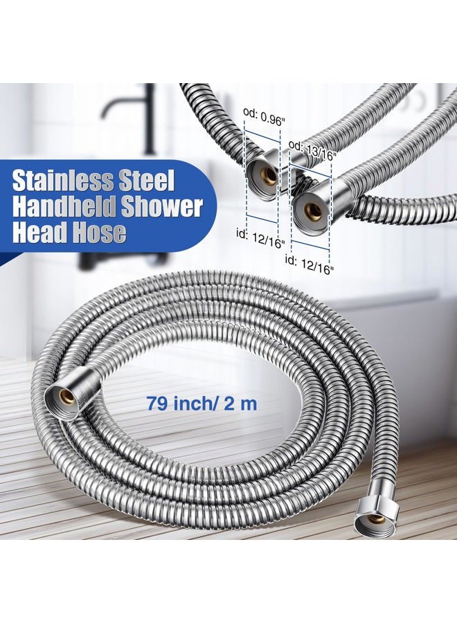 Dreyoo 79 in Extra-Long Stainless Steel Shower Hose & Brass G1/2 3-Way Diverter Combo Kit with 2 Plumber Tape, Flexible Handheld Head Hose, Shower Arm Diverter Valve for Universal Replacement - Image 2