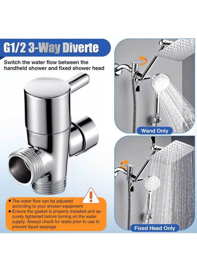 Dreyoo 79 in Extra-Long Stainless Steel Shower Hose & Brass G1/2 3-Way Diverter Combo Kit with 2 Plumber Tape, Flexible Handheld Head Hose, Shower Arm Diverter Valve for Universal Replacement - Image 5