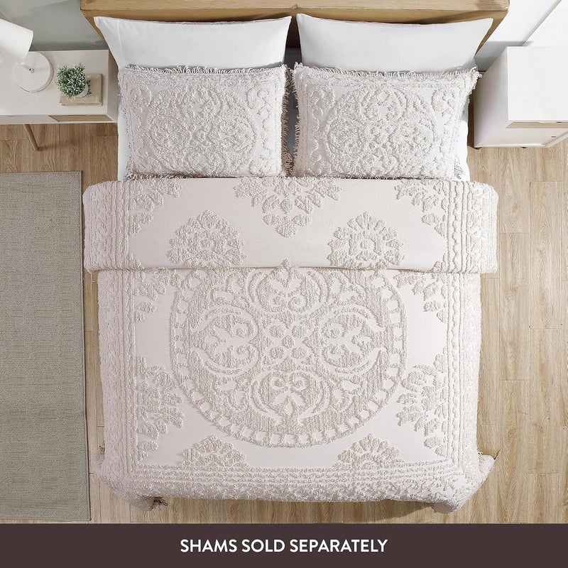 Beatrice Home Fashions Medallion Chenille Bedspread, Full Size, Blush Color - Image 2