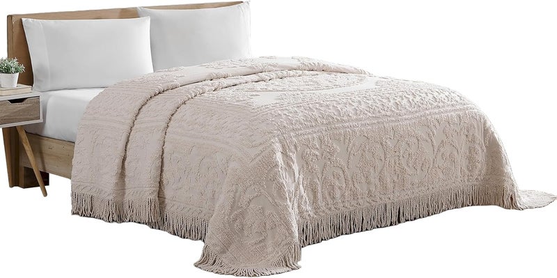 Beatrice Home Fashions Medallion Chenille Bedspread, Full Size, Blush Color - Image 1