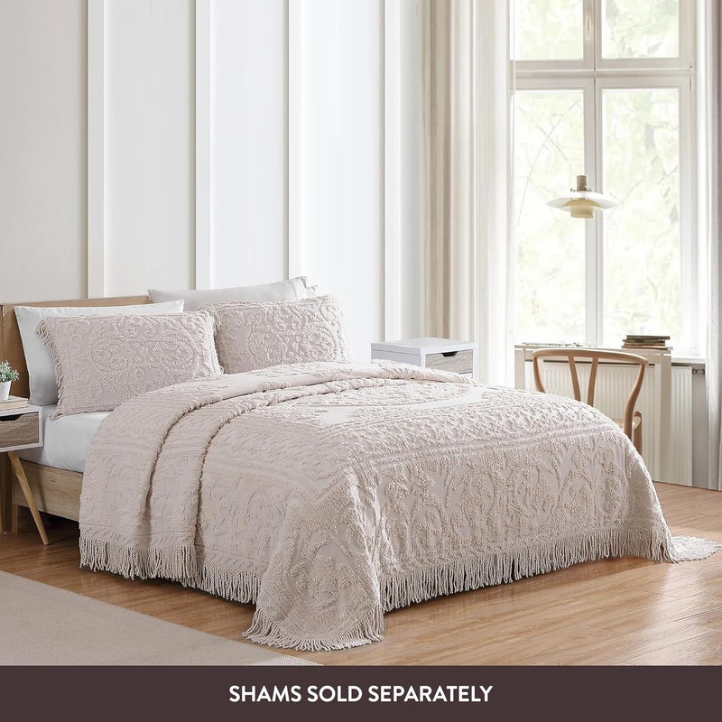 Beatrice Home Fashions Medallion Chenille Bedspread, Full Size, Blush Color - Image 3