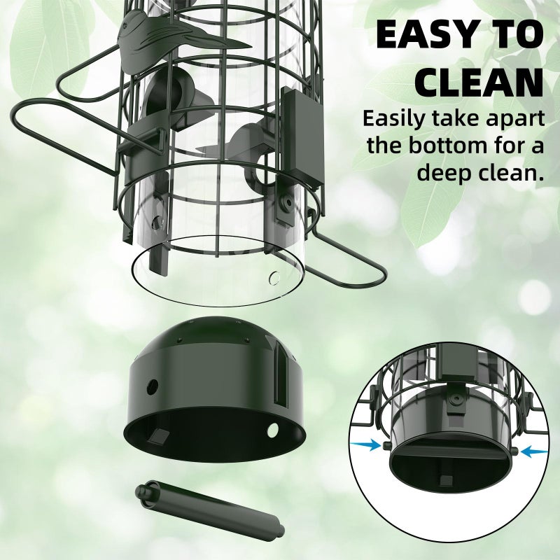 Niser Squirrel Proof Bird Feeder,Metal Mesh Bird Feeders for Outdoors Hanging,Gravity Protection Squirrel Proof Wild Bird Feeders with Finch Cardinal Chickadee,3LB Large Capacity,Green - Image 5