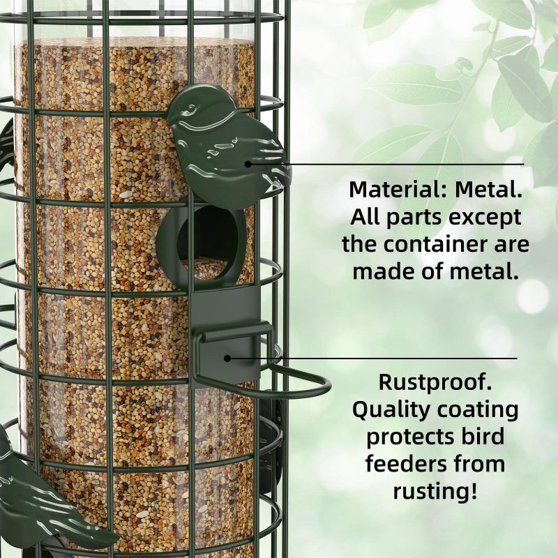 Niser Squirrel Proof Bird Feeder,Metal Mesh Bird Feeders for Outdoors Hanging,Gravity Protection Squirrel Proof Wild Bird Feeders with Finch Cardinal Chickadee,3LB Large Capacity,Green - Image 4