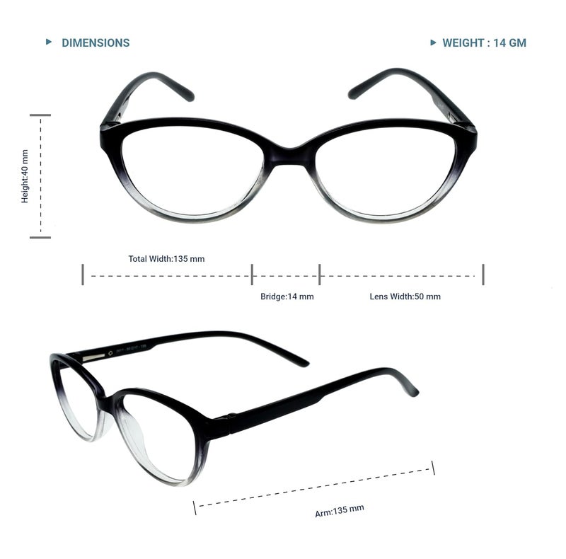 Lens + Lensplus Cateye Shape TR Full Rim Eyeglasses with Lightweight Unisex Eyewear for Men & Women | Stylish Computer & Daily Use Frame - Image 5