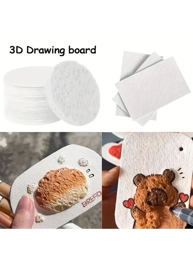 10 Pieces 3D Art Canvas Paper 5 Round 5 Heart Fluffy Texture Drawing Pad For DIY Crafts - Image 2