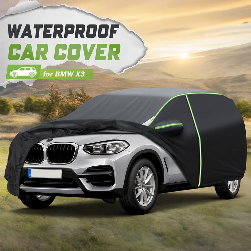 Mixsuper Liner 7-Layer Waterproof Car Cover for BMW X3 (2003-2026) with Zipper Door and Reflective Strips - Image 2