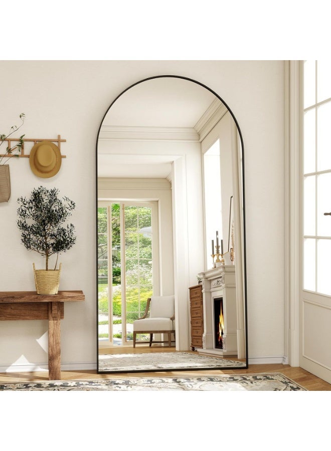 Koonmi Full Body Mirror Arch 89 x 198 cm Black Sturdy Frame | With stand, for leaning or hanging - Image 2