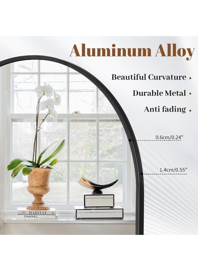 Koonmi Full Body Mirror Arch 89 x 198 cm Black Sturdy Frame | With stand, for leaning or hanging - Image 3