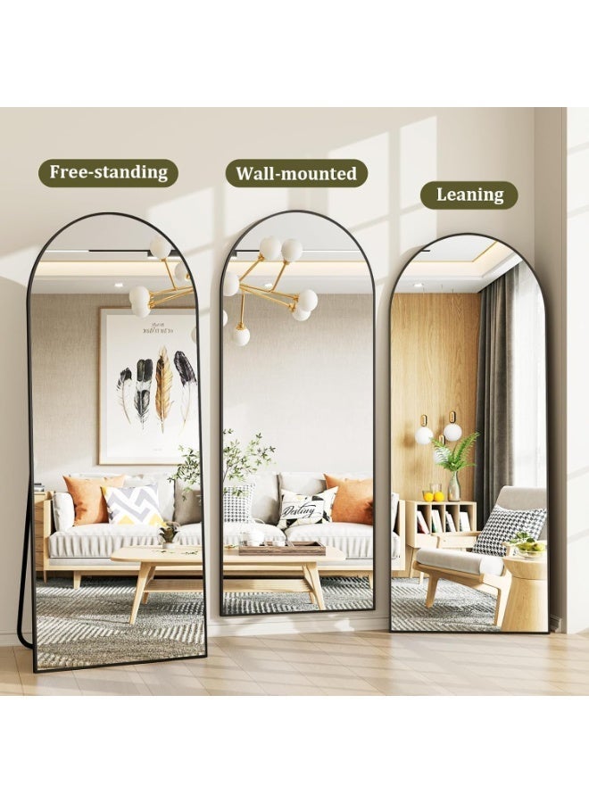 Koonmi Full Body Mirror Arch 89 x 198 cm Black Sturdy Frame | With stand, for leaning or hanging - Image 4