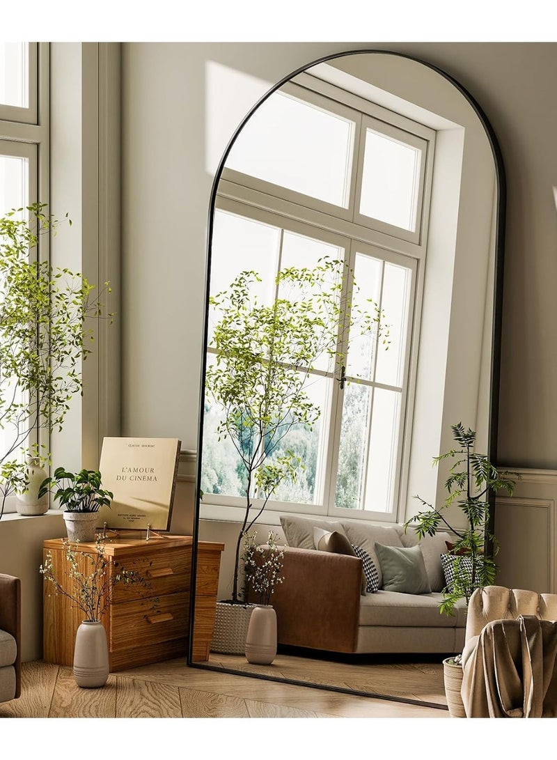 Koonmi Full Body Mirror Arch 89 x 198 cm Black Sturdy Frame | With stand, for leaning or hanging - Image 1
