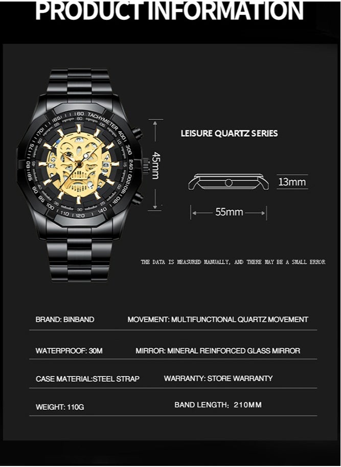 BINBOND Watches for Men Watch Luxury Stainless Steel Quartz Waterproof Watch  - Image 5