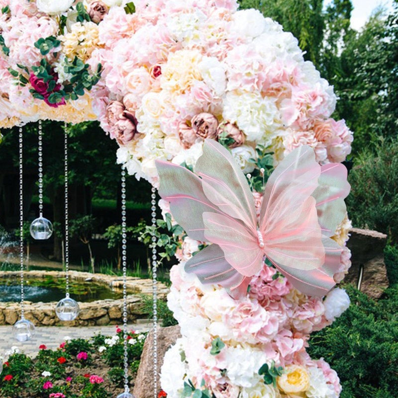 Artificial Butterfly Decorations DIY Photo Props for Wedding Birthday Party Pink - Image 3