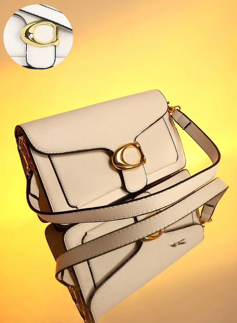 Haute Sauce Solid Magnet Lock Regular Vegan Leather Sling Bag For Women