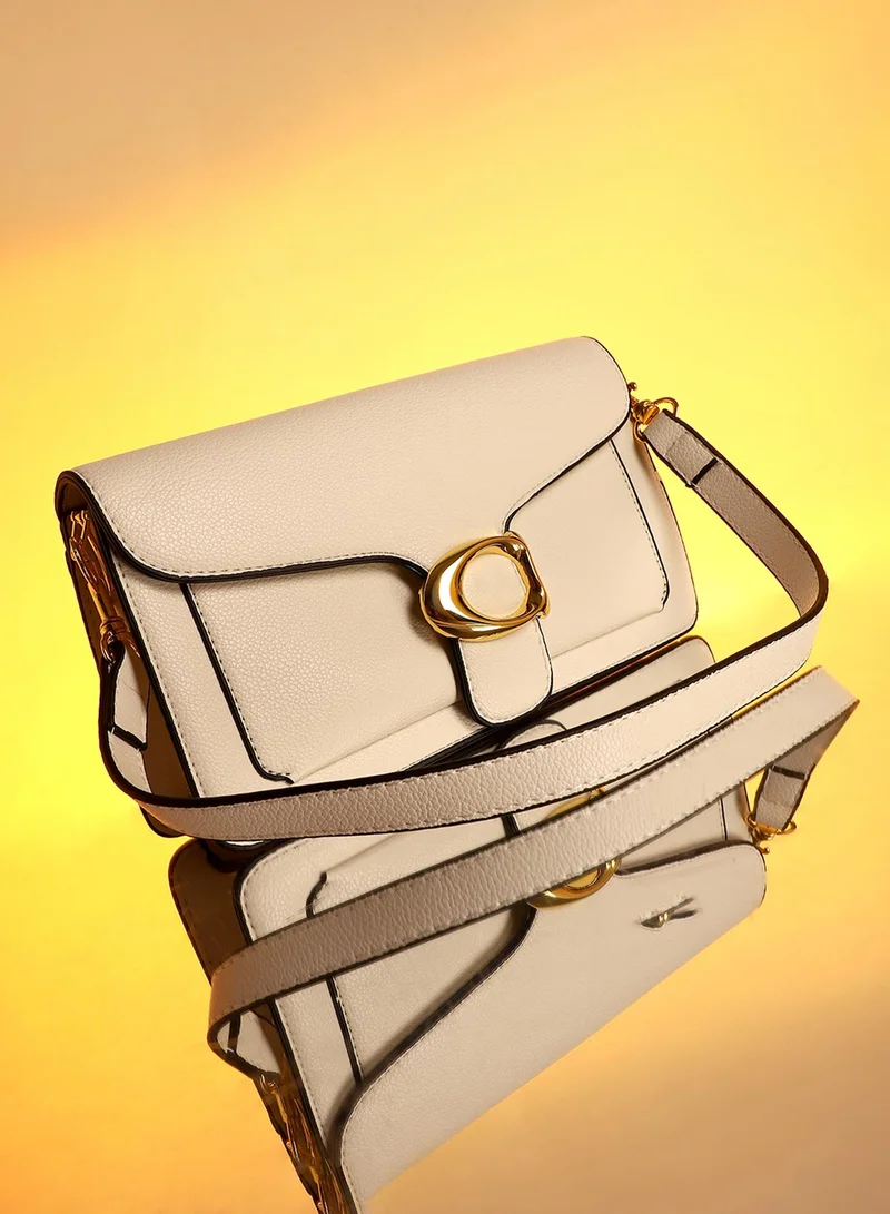 Haute Sauce Solid Magnet Lock Regular Vegan Leather Sling Bag For Women